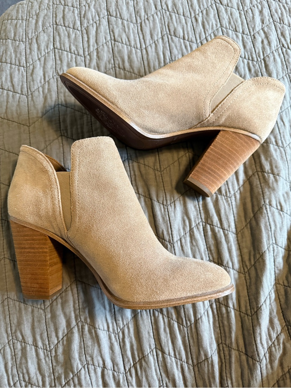 Vince Camuto Suede Ankle Booties - Beige/Tan